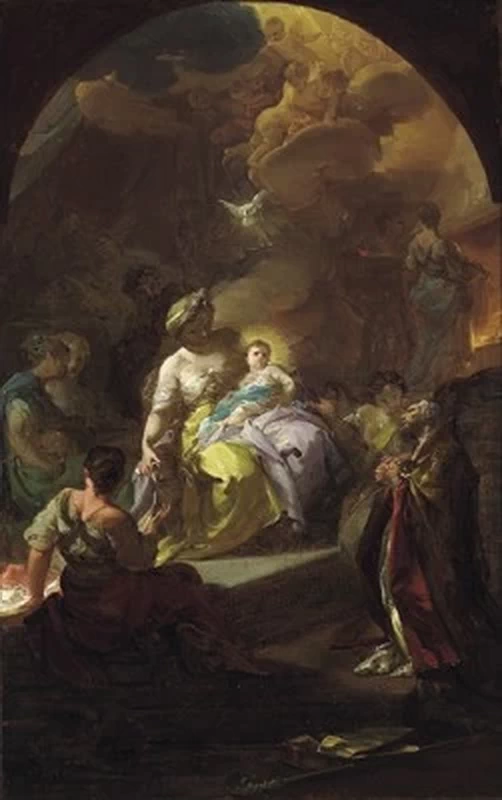 La nascita della vergine con il Santo Manzio